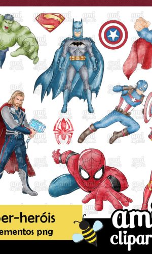 Kit Digital Super Herois Aquarela