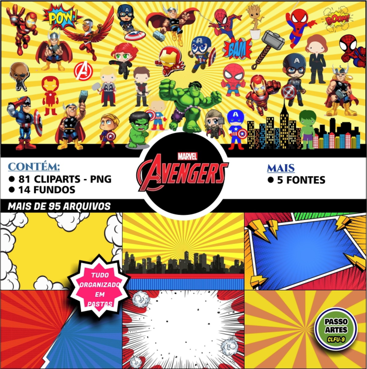 Kit Digital Temático VINGADORES CUTE