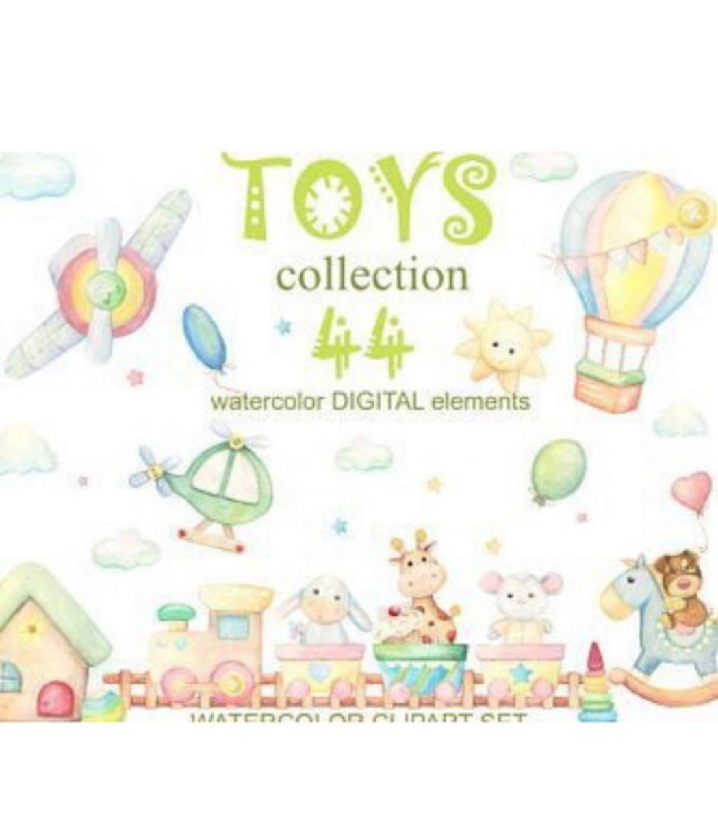 kit Digital Toys brinquedos aquarela PNG- Scrapbook
