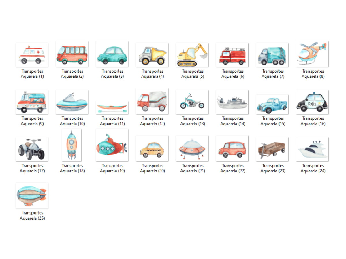 Kit Digital - Transportes Aquarela - Imagem 2