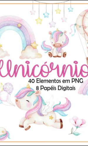 Kit Digital Unicornio Aquarela 1