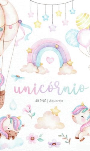Kit Digital Unicornio Aquarela 245