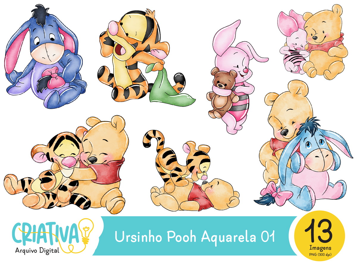 Kit Digital - Ursinho Pooh Aquarela 01
