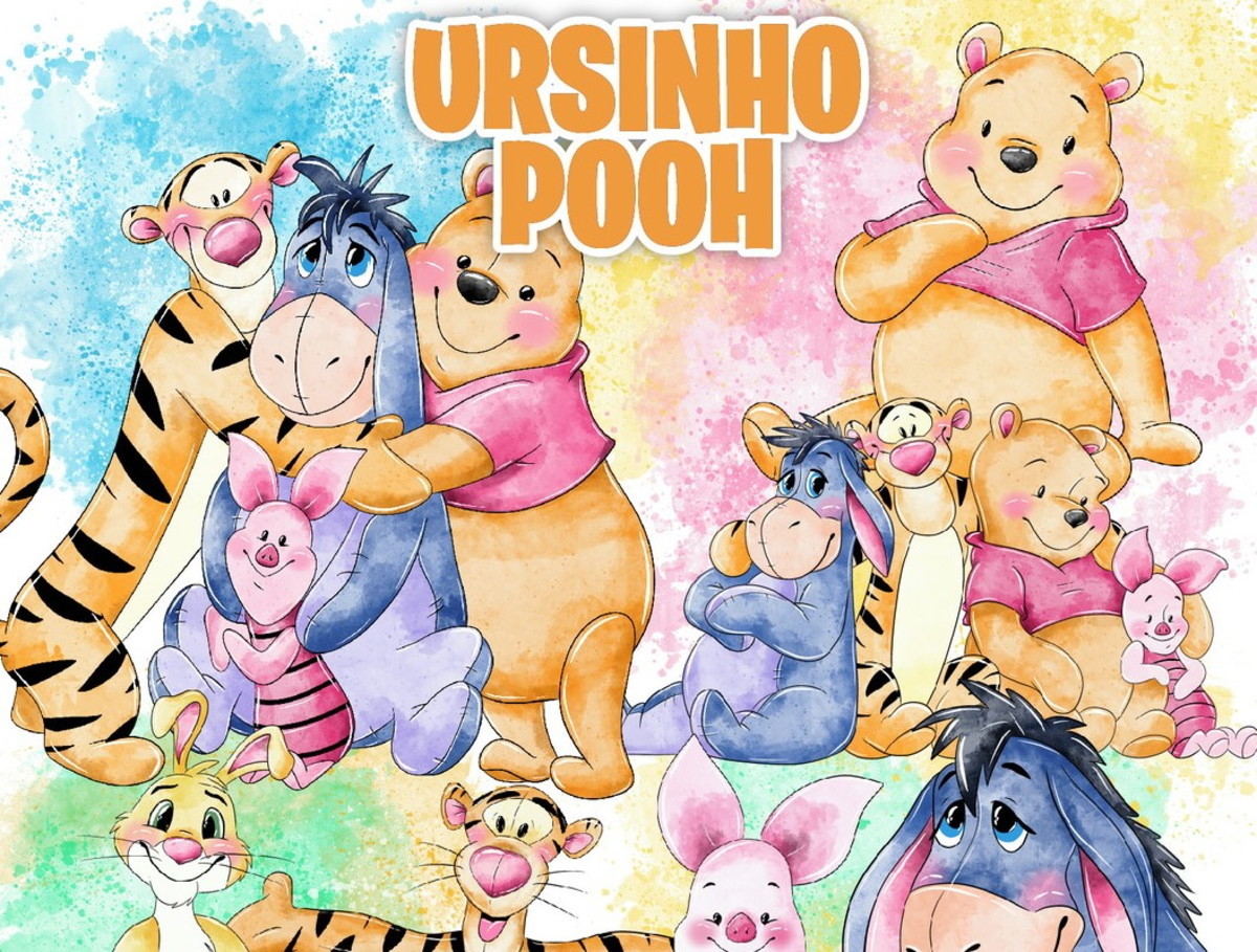 Kit Digital Ursinho Pooh Aquarela #1516#