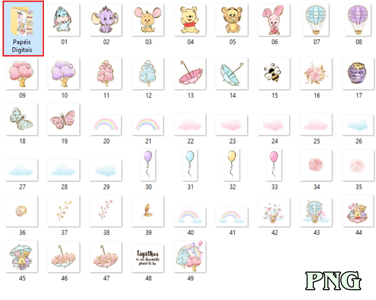 Kit Digital Ursinho Pooh Aquarela Cute - Imagem 2