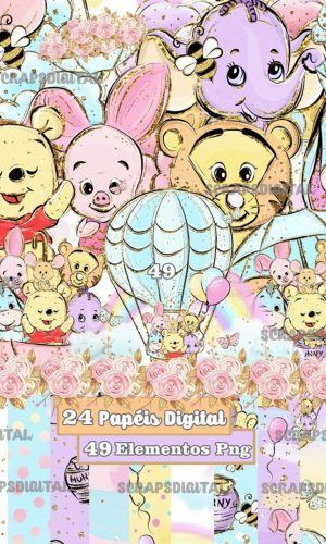 Kit Digital - Ursinho Pooh Aquarela
