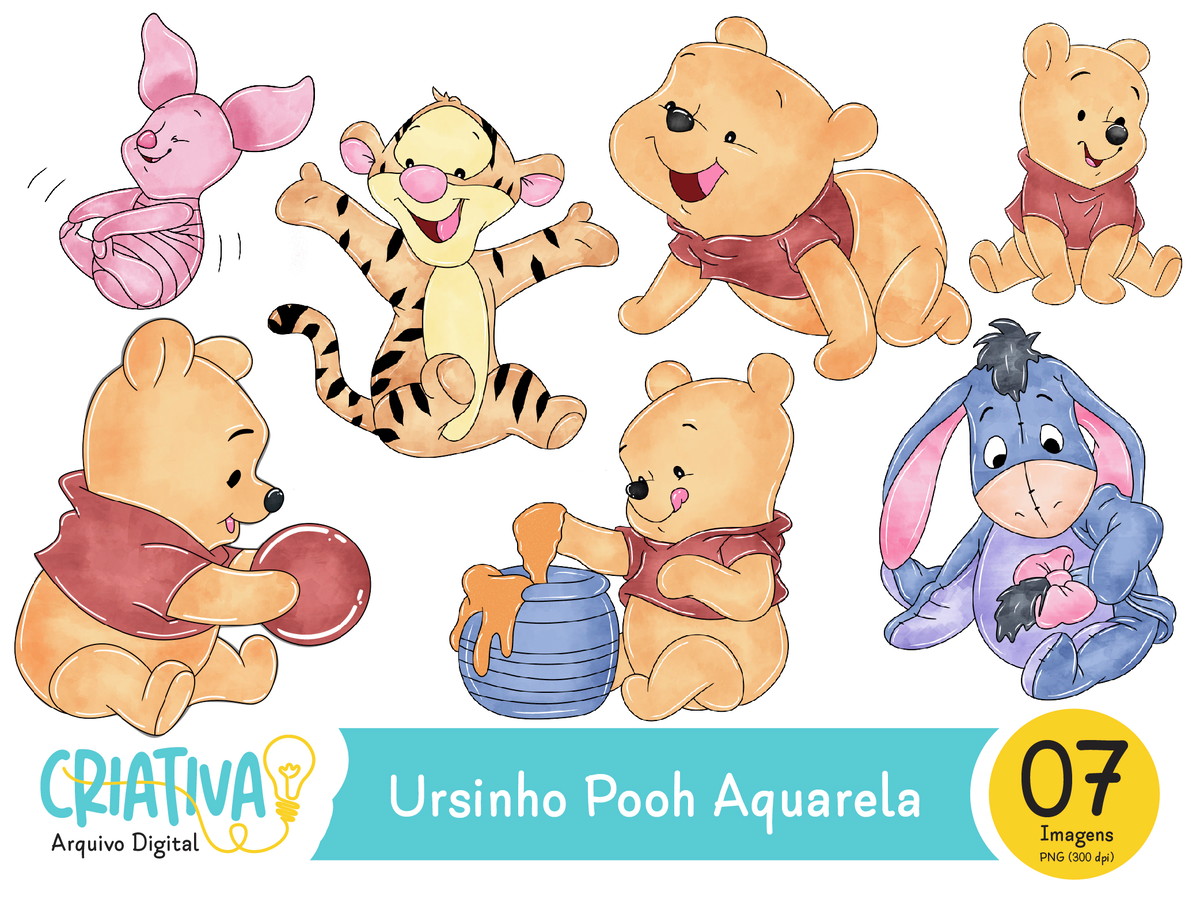 Kit Digital - Ursinho Pooh Aquarela
