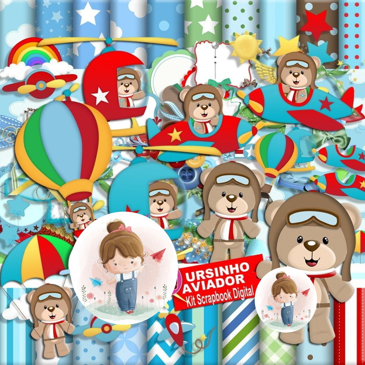 Kit Digital - Urso Aviador