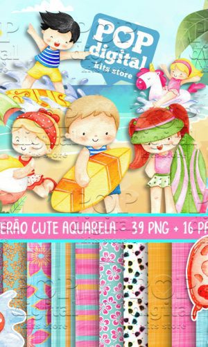 Kit Digital Verão Cute Aquarela