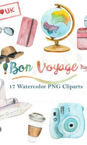 Kit Digital Viagens Aquarela
