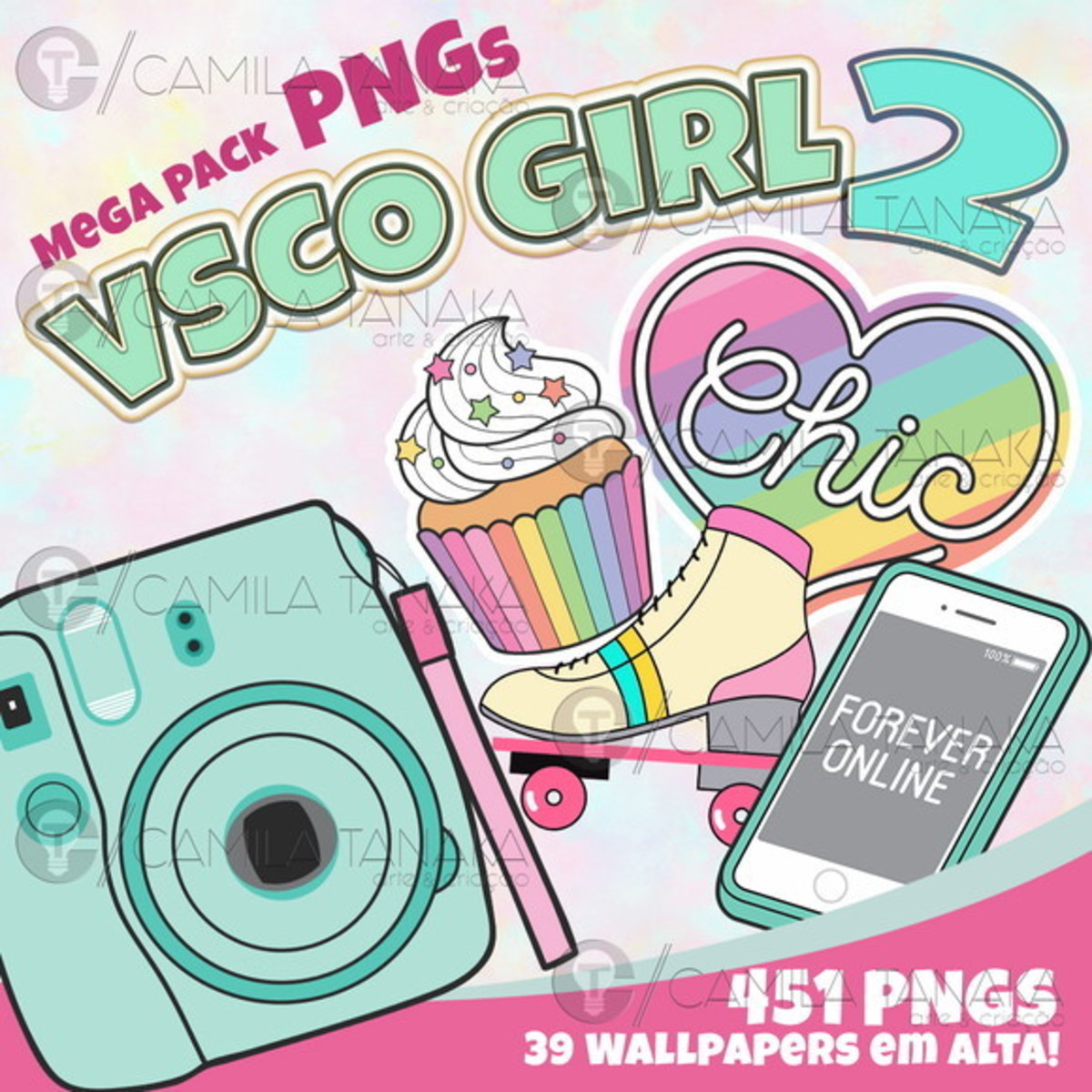 Kit Digital Vsco Girl Tie Dye 2 (pague 1 Leve 3)