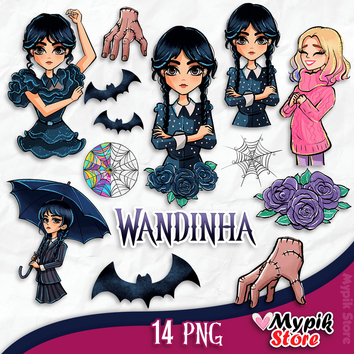 Kit Digital Wandinha Imagens Png