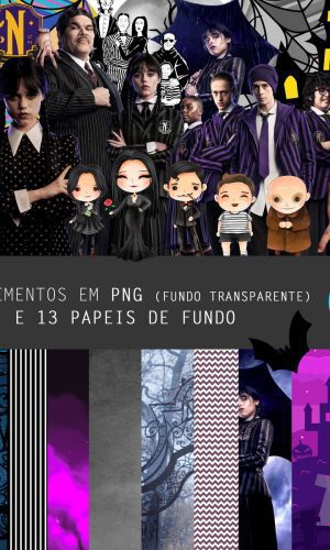Kit Digital Wandinha Wednesday Familia Addams Png
