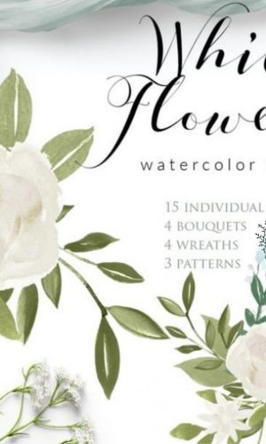 Kit Digital White Flowers
