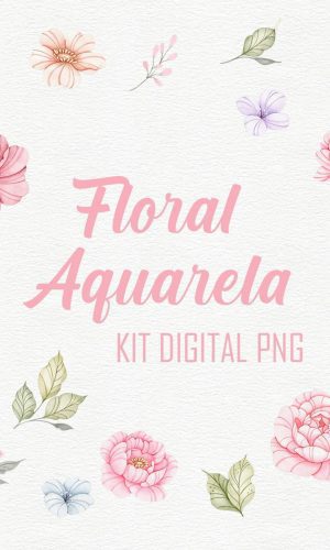Kit Png Digital -floral Aquarela