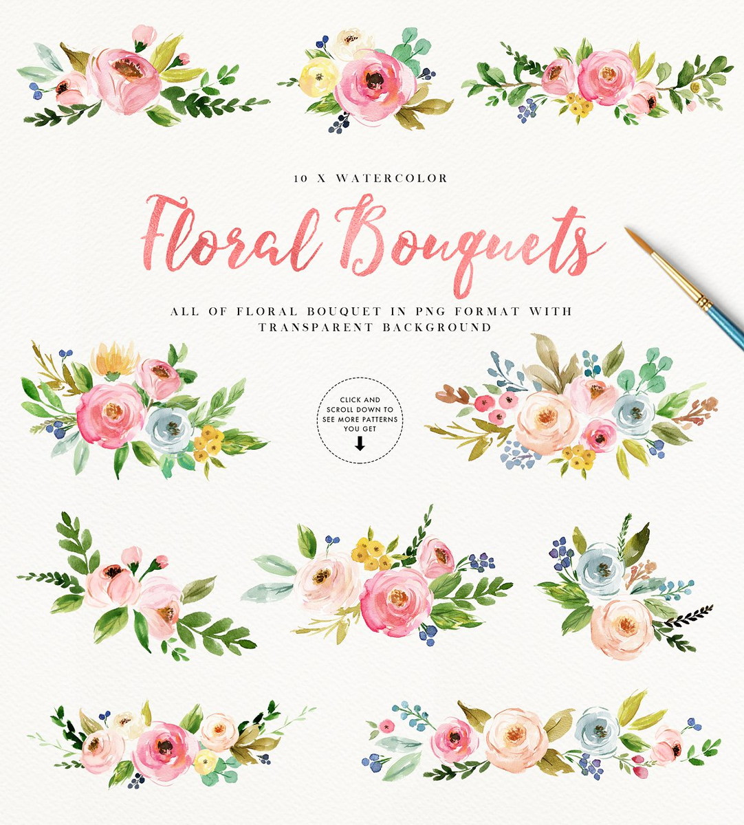 Kit PREMIUM Aquarela Floral Watercolor Romantic PNG C.19 - Imagem 2