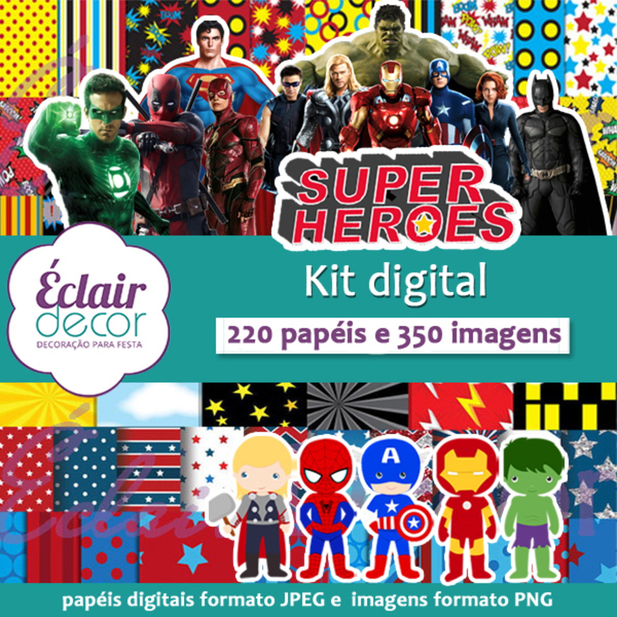 Kit Digital SUPER HERÓIS/ VINGADORES