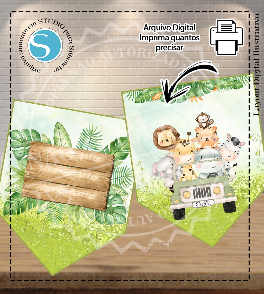 KIT SO UM BOLINHO SAFARI AQUARELADO - ARQUIVO DE CORTE - Imagem 3