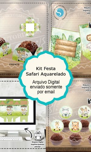 KIT SO UM BOLINHO SAFARI AQUARELADO - ARQUIVO DE CORTE