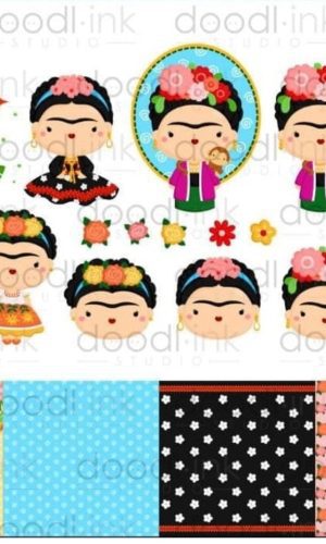 Kits Arquivo Digital de Corte Frida e Papeis