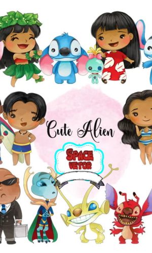 Lilo & Stitch Aquarela Kit Digital Compre 1 Leve 3