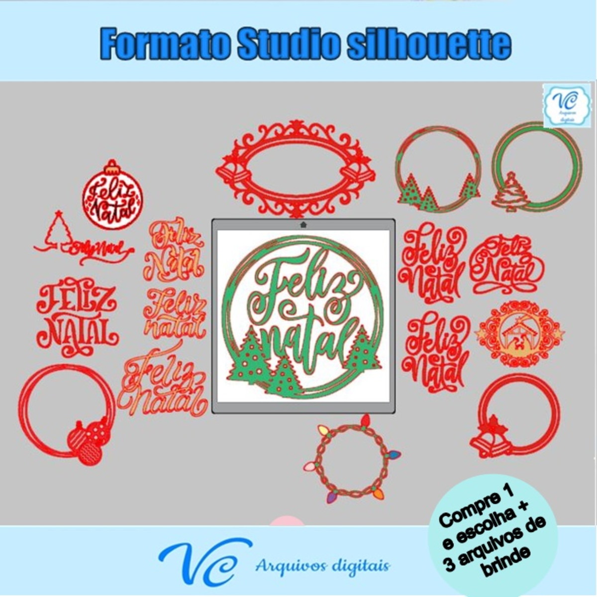 M100- Arquivo Corte Topo de bolo Frases Feliz Natal -01