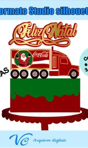 M109- Arquivo de corte Topo de bolo Natal Coca Cola