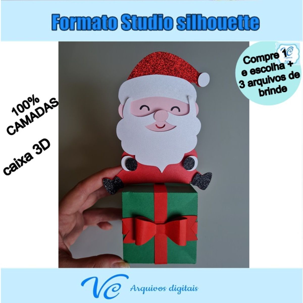 M111- Arquivo de corte Topo de bolo Natal Papai Noel -07