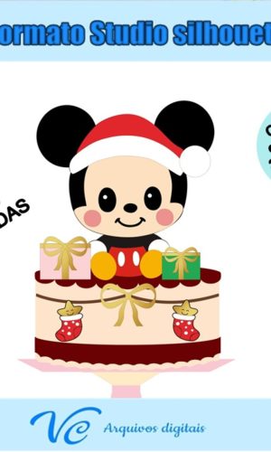 M119- Arquivo Corte Topo de bolo Mickey baby Natal -03