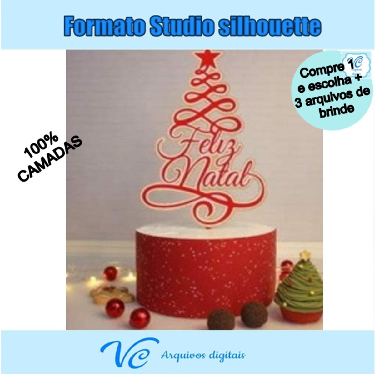 M123- Arquivo Corte Topo de bolo Frases Feliz Natal -04