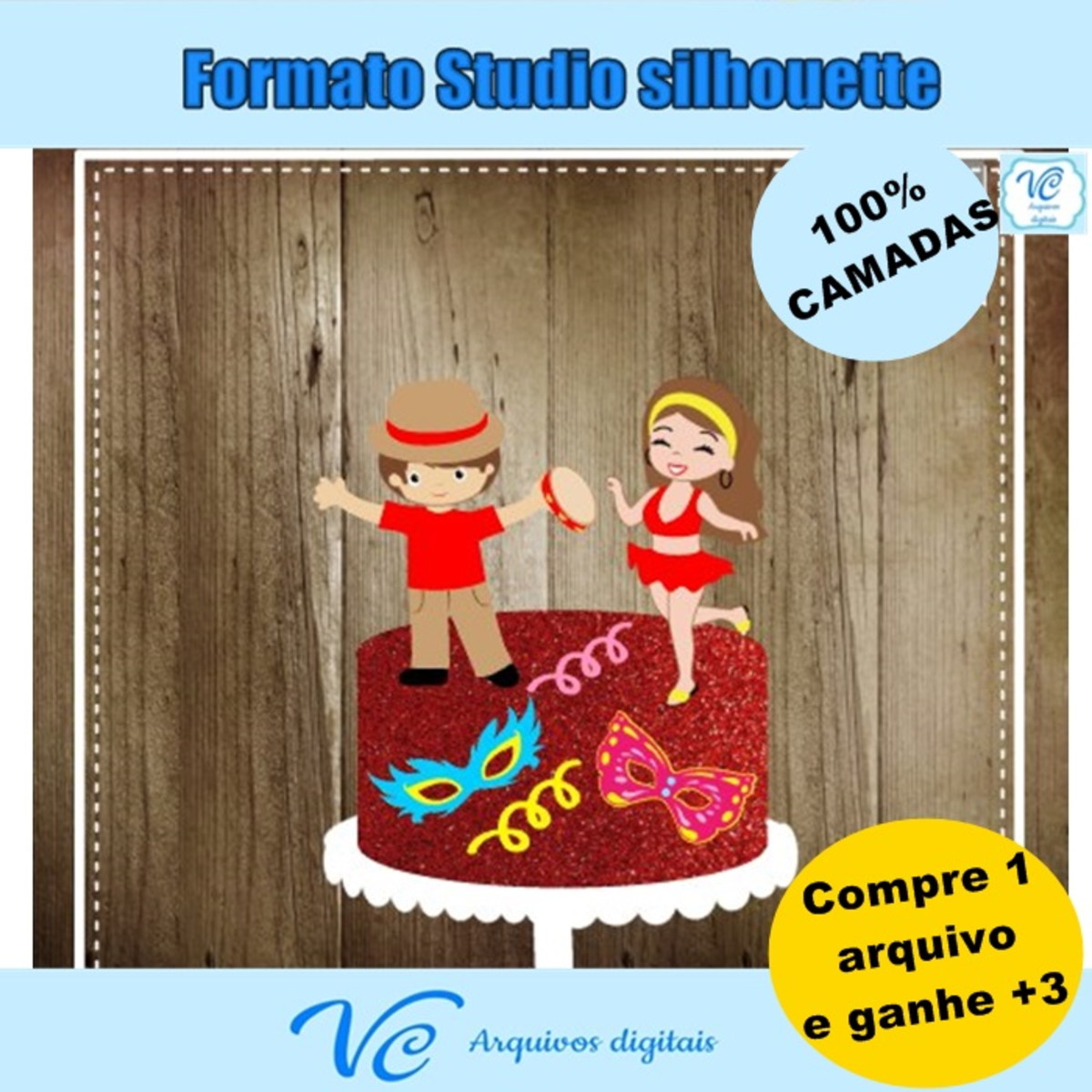 M139- Arquivo de corte Topo Bolo Carnaval Passista Sambista