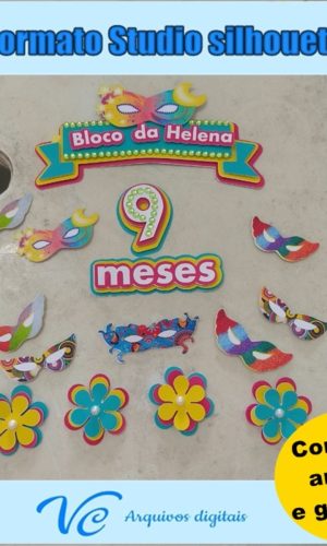 M154- Arquivo de corte Topo de Bolo Carnaval Mascaras 04