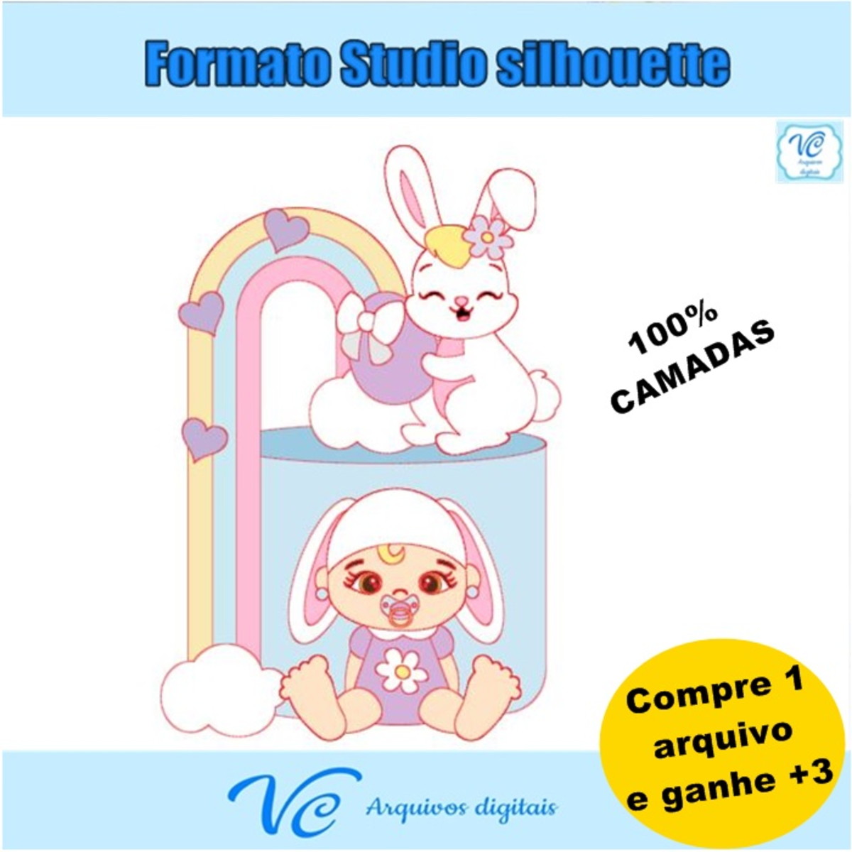 M197- ARQUIVO DE CORTE TOPO DE BOLO COELHINHO DA PASCOA BEBÊ - Imagem 2