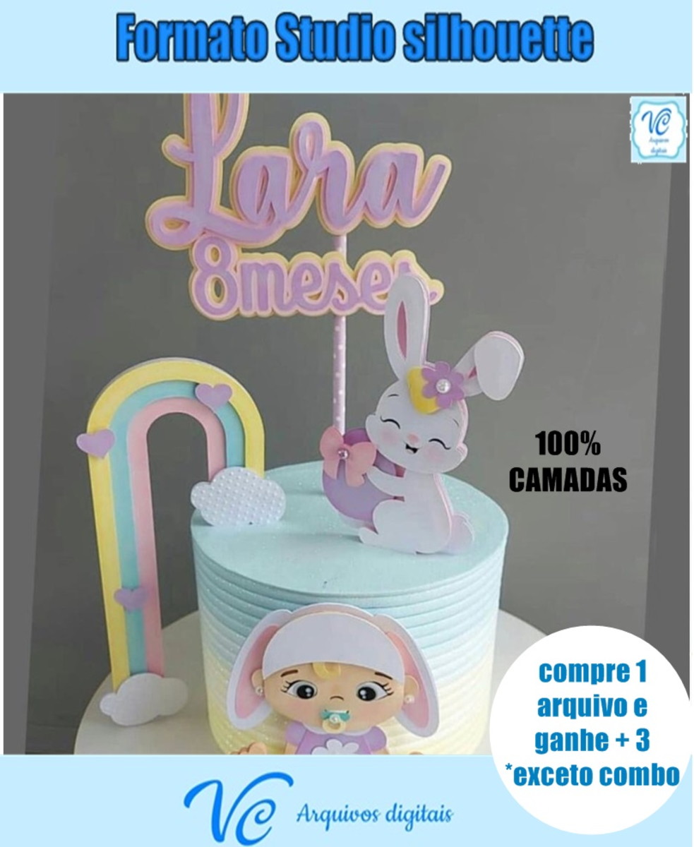 M197- ARQUIVO DE CORTE TOPO DE BOLO COELHINHO DA PASCOA BEBÊ