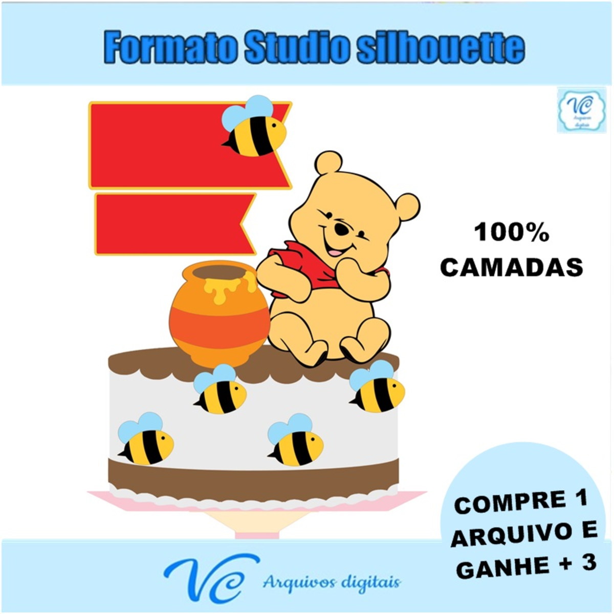 M261- Arquivo Corte Topo de bolo Ursinho Pooh -02
