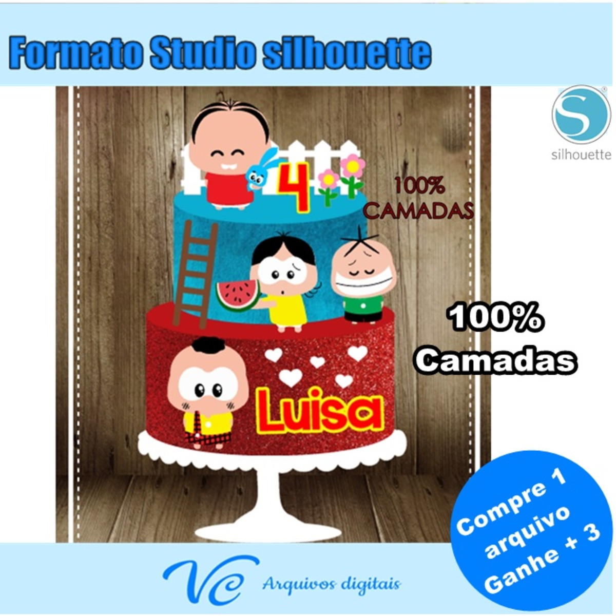 M286- Arquivo de Corte Topo de Bolo Monica Toy Camadas