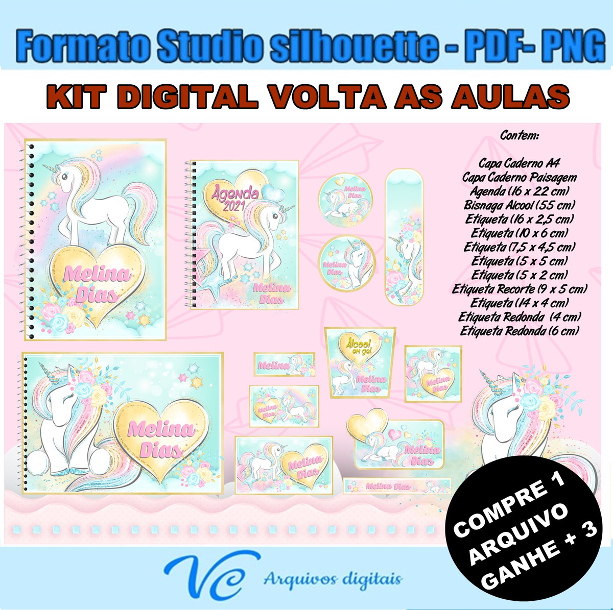 M626- Arquivo de corte Volta as Aulas Unicórnio