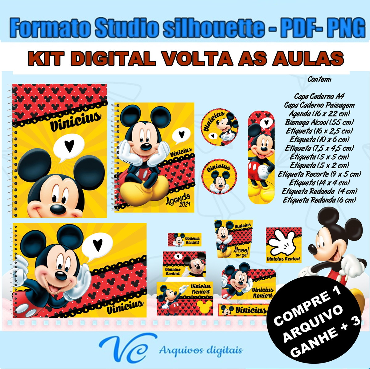 M619- Arquivo de corte Volta ás Aulas Mickey
