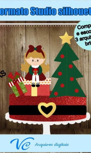 M87- Arquivo de corte Topo de bolo Natal Menina 05 STUDIO