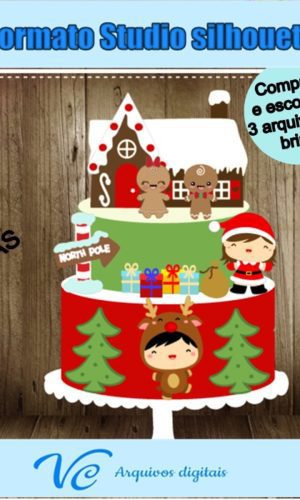 M96- Arquivo corte Topo de bolo Natal Crianças -01 STUDIO