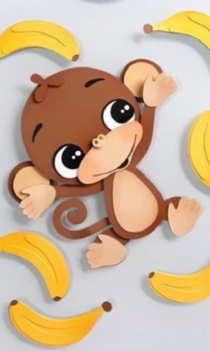 Macaquinho com Bananas Molde Limpo + 4 Arquivos de Brinde