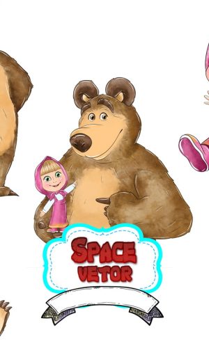 Masha e o Urso Aquarela ,kit Digita.. Compre 1 Leve 2
