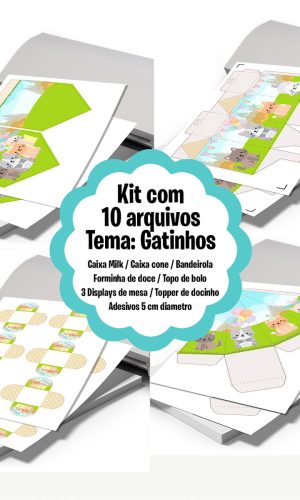Mega Kit 10 Arquivos Gatinhos Aquarelado - Arquivo Digital