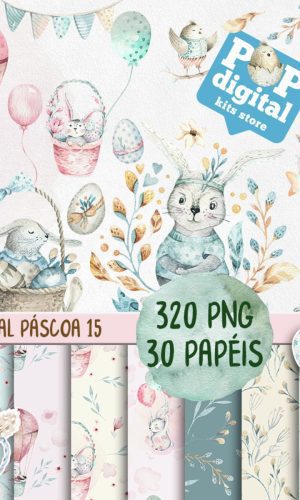 Mega Kit Digital Páscoa 15 Aquarela Vintage