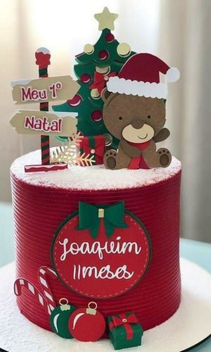 Topo de Bolo Meu Primeiro Natal Ursinho Arquivo de Corte #11