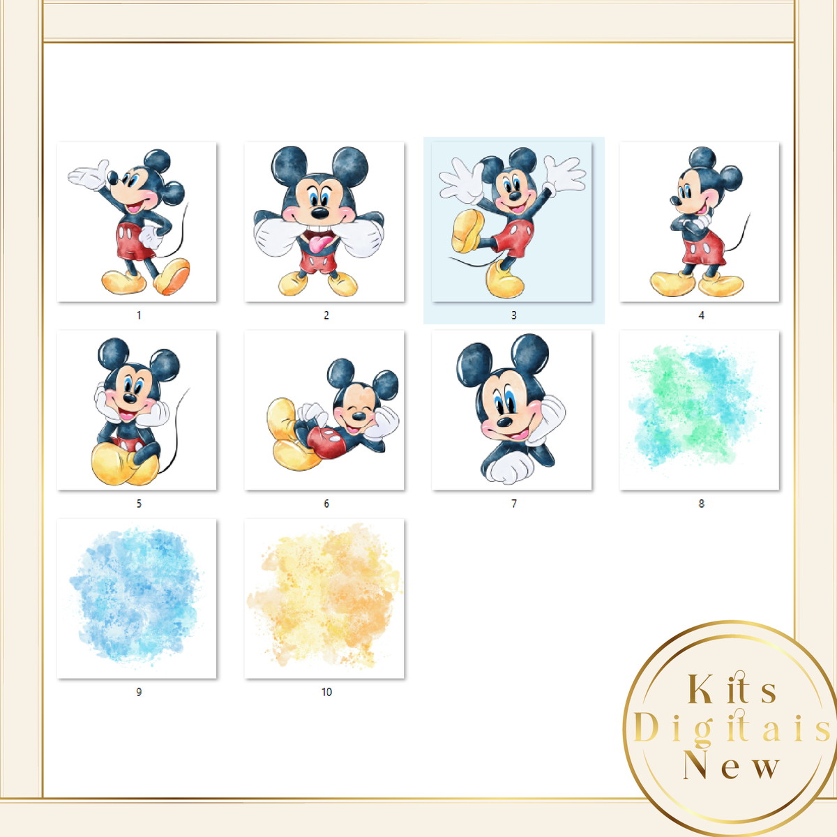 Mickey Aquarela Kit Digital - Imagem 2