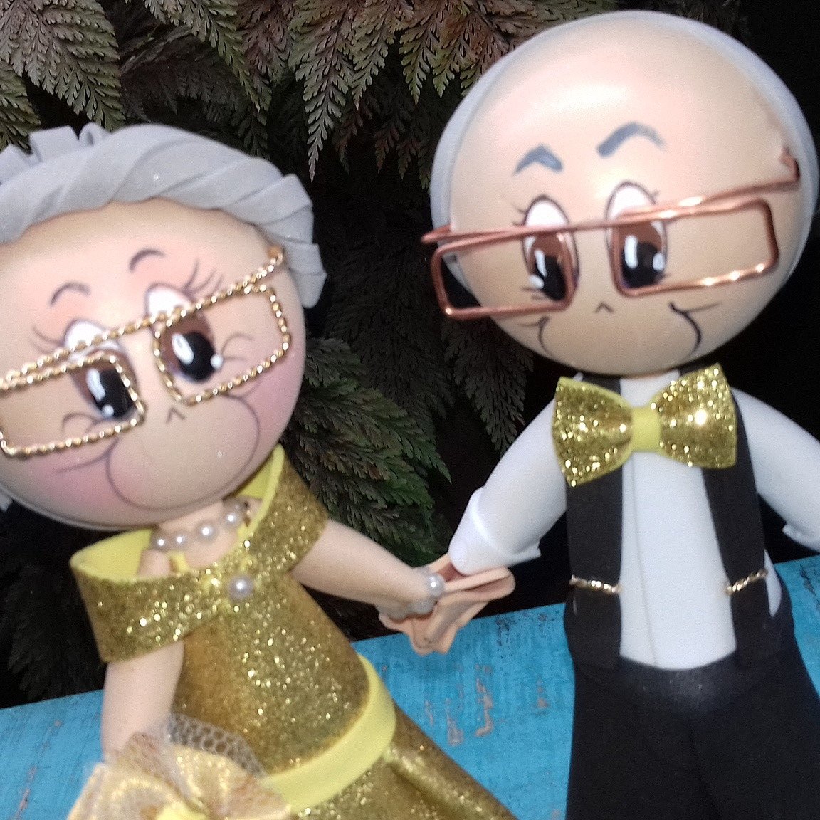 Noivinhos * Topo de Bolo * Bodas de Ouro - Imagem 4