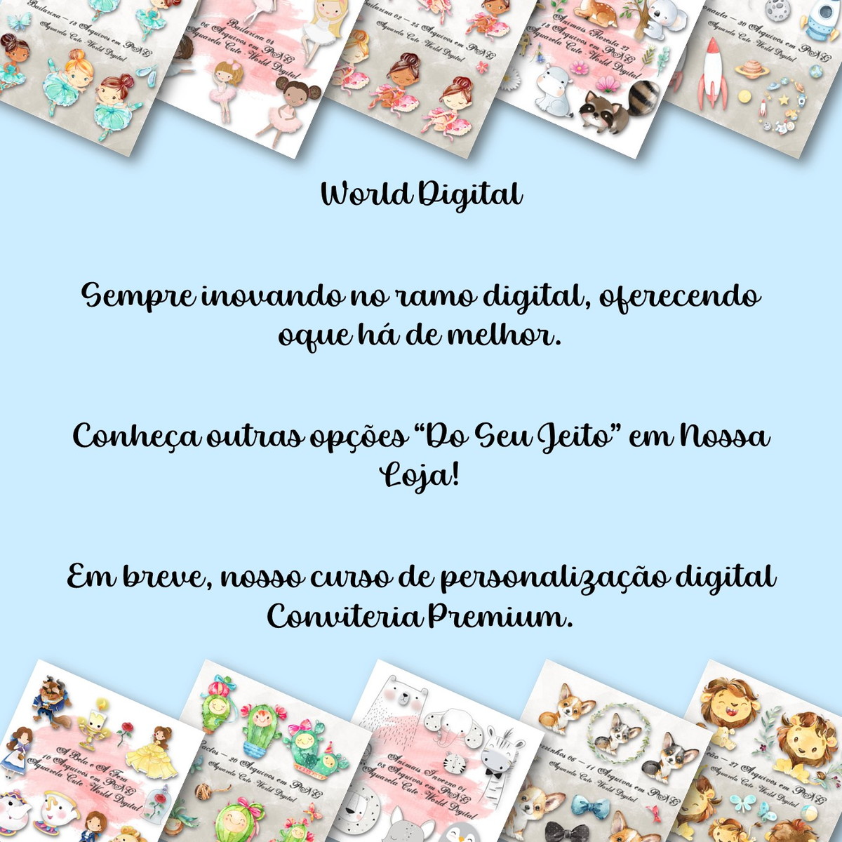 Pacote Completo de Kit Arquivo Digital em Png Aquarela Cute - Imagem 3