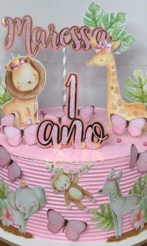 Pague 1 e Leve 2 Topo Bolo Safari Menina Arquivo de Corte