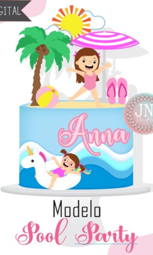 Pool Party Menina -arquivo Digital para Corte - Topo de Bolo